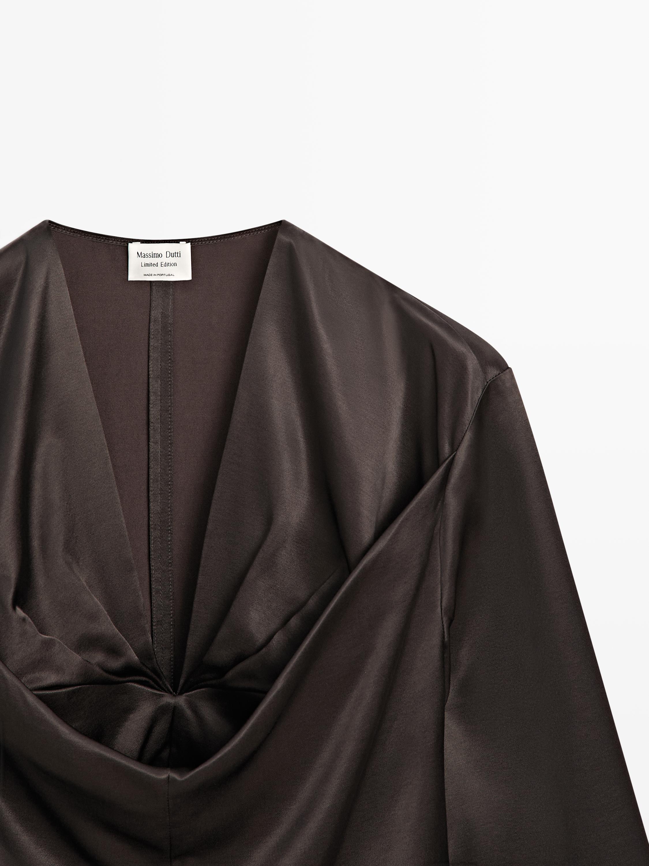 Satin blouse with neckline detail - LIMITED